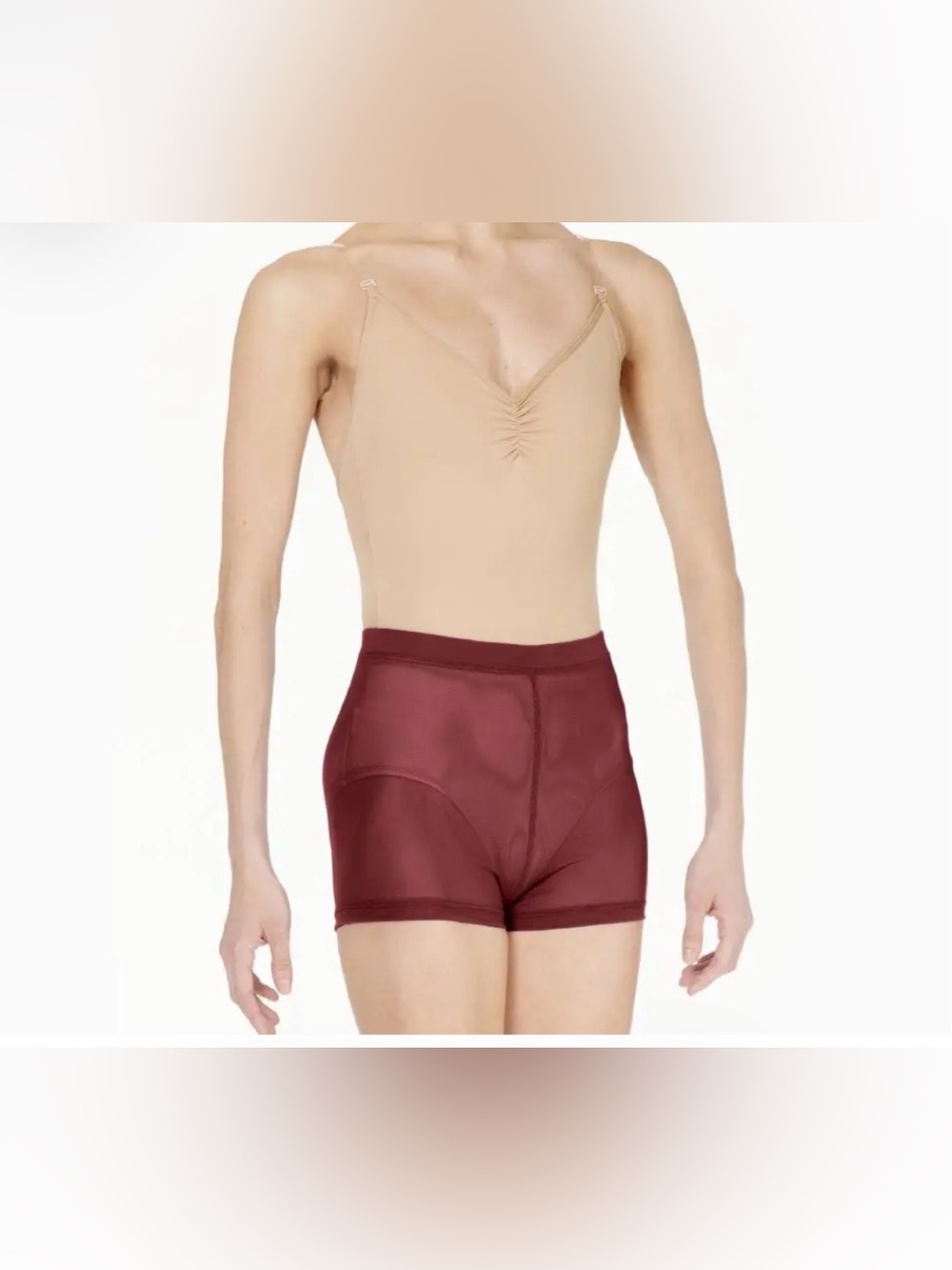 Lulli Dancewear Pole Raven Burgundy Dark Red Mesh Swim Shorts size S